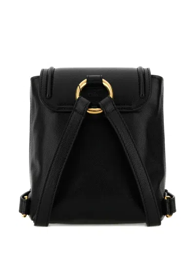 Chloé Chloe Women Black Leather Horse Medal Backpack In Black