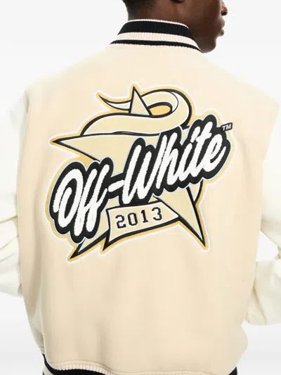 Off-white Star Logo Lea Varsity Jacket In Neutral