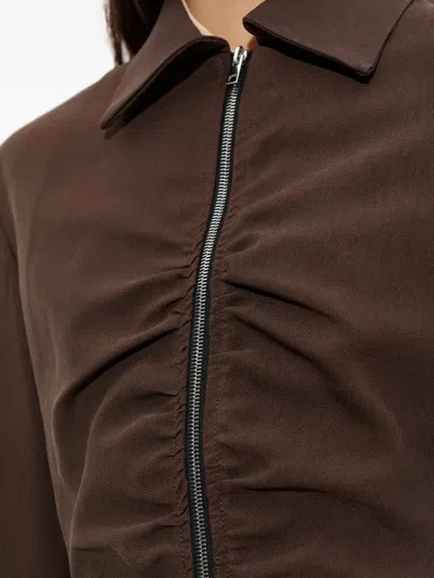 Iro Helvina Long Sleeve Tailored Blazer Jacket In Brown