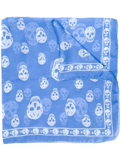 Alexander Mcqueen Skull Print Silk Crepe Scarf