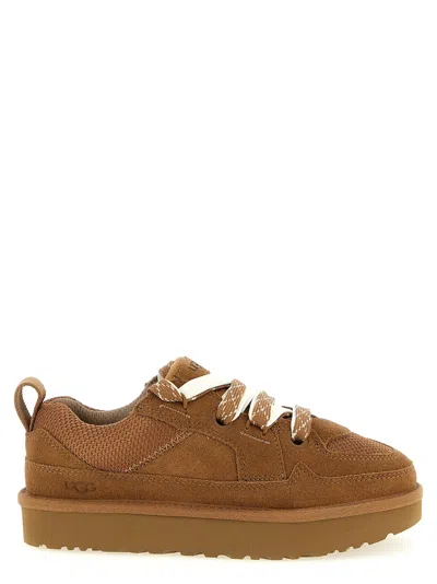 Ugg Suede And Mesh Sneakers With Trekking Laces In Brown