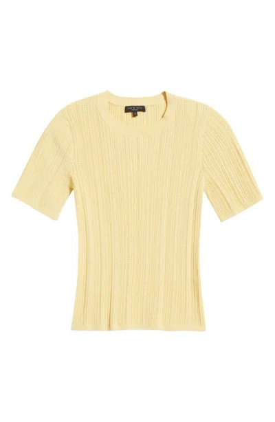 Rag & Bone Camryn Short Sleeve Rib Sweater In Yellow