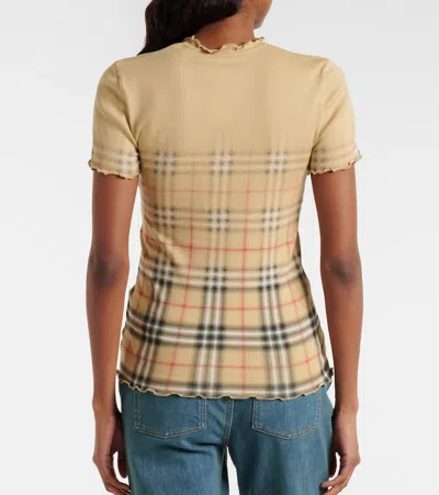 Burberry Womens Sand Ip Check Gradient-check Stretch-cotton Top In Neutral