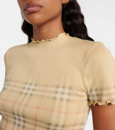 Burberry Womens Sand Ip Check Gradient-check Stretch-cotton Top In Neutral