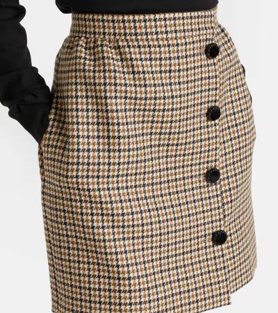 Valentino Rockstud Button-front Houndstooth Mini Skirt In Neutral