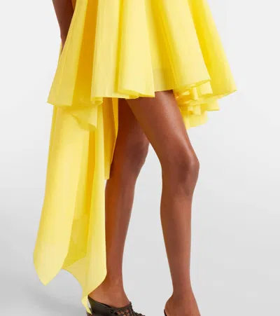 Jacquemus Courte Asymmetric Cotton-blend Crepon Halterneck Dress In Yellow