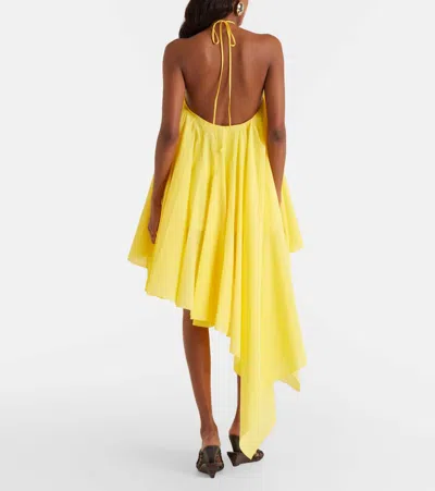 Jacquemus Courte Asymmetric Cotton-blend Crepon Halterneck Dress In Yellow