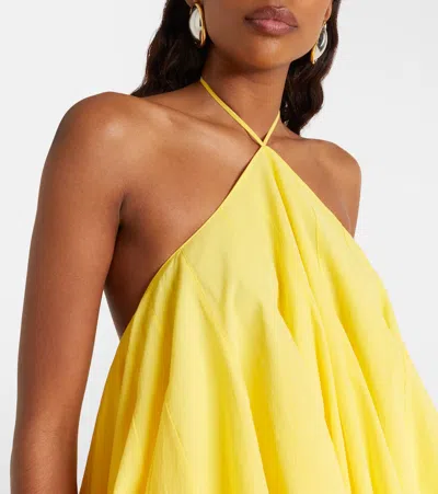 Jacquemus Courte Asymmetric Cotton-blend Crepon Halterneck Dress In Yellow