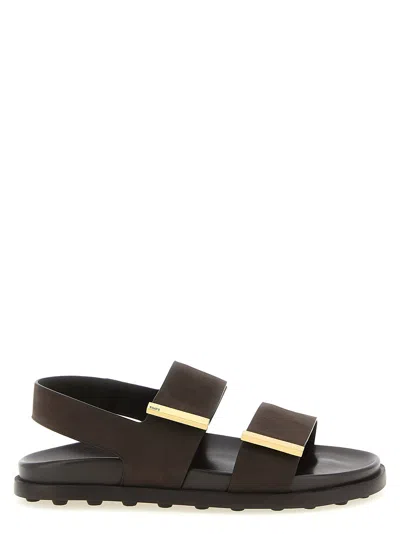 Tod's Leather Slingback Sandals Open Toe Design In Brown