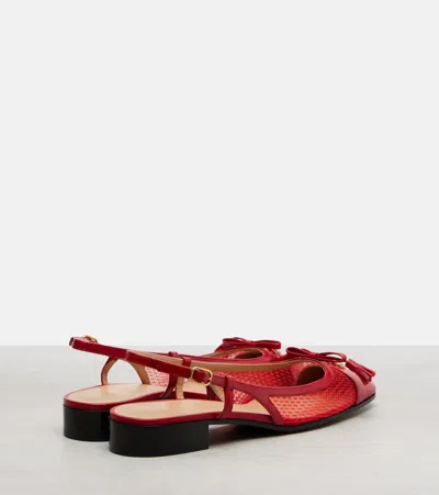 Valentino Garavani Valet Du Roi Slingback Ballerina In Mesh And Kidskin 25mm Woman Rouge Pur 41 In Red