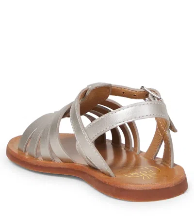 Pom D'api Plagette Strap Metallic Leather Sandals In Silver