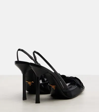 Prada Mesh Slingback Pumps Featuring Bow Detail In Black