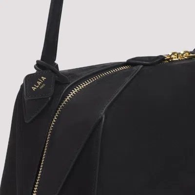 Alaïa Le Bouledogue Bowling Shoulder Bag In Nubuck Leather In Black