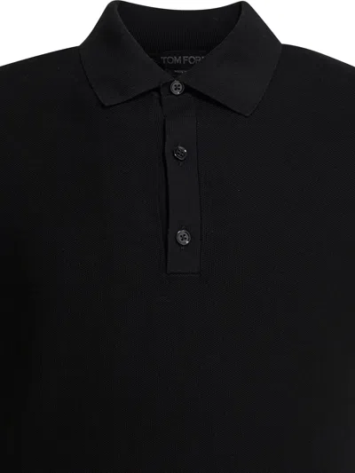 Tom Ford Mens Black Short-sleeve Lyocell-cotton Piquet Polo Shirt In Black