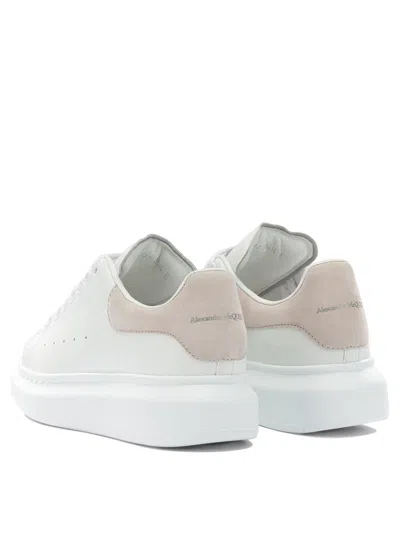 Alexander Mcqueen Women White Low Top Sneakers With Logo Lettering On Tongue And Heel In Leather Wom
