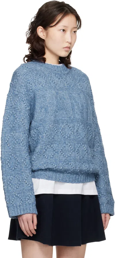 Ganni ブルー Bubble コットン ウール セーター In Blue