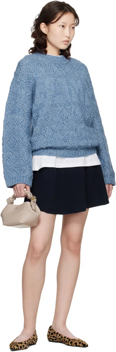 Ganni ブルー Bubble コットン ウール セーター In Blue