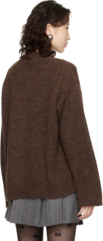 Ganni Brushed Alpaca Graphic Oversized Sweater In Brown