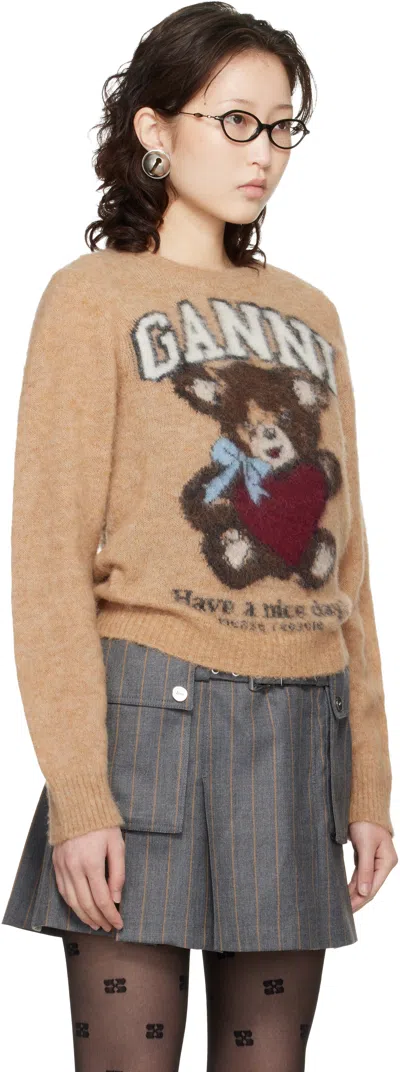 Ganni Printed Alpaca Wool Blend Sweater In Neutral