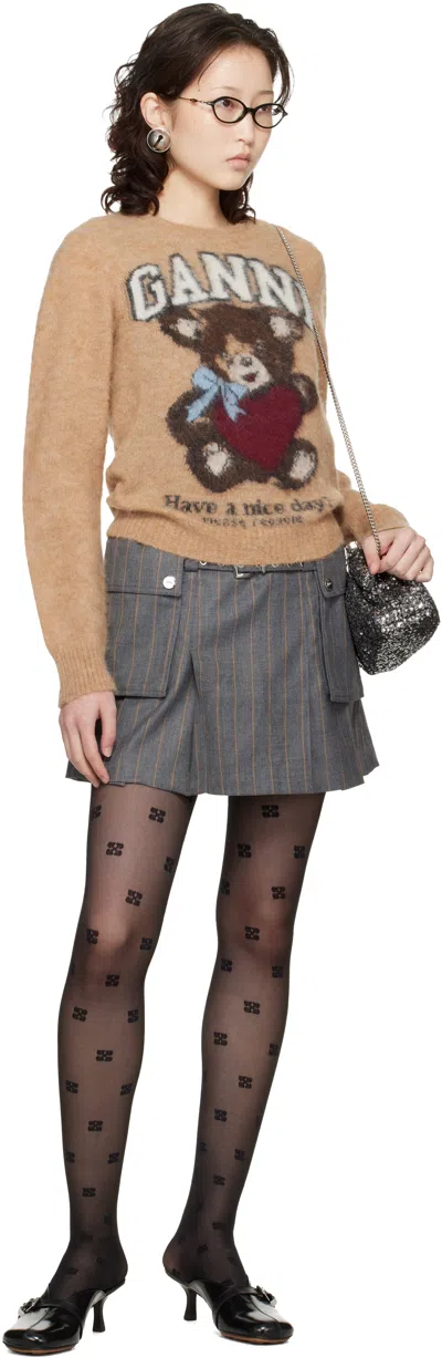 Ganni Printed Alpaca Wool Blend Sweater In Neutral