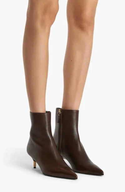 Khaite Bella 55 Leather Ankle Boots In Brown