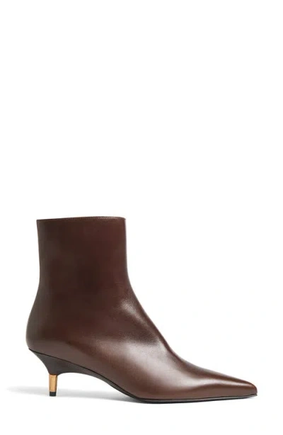 Khaite Bella 55 Leather Ankle Boots In Brown
