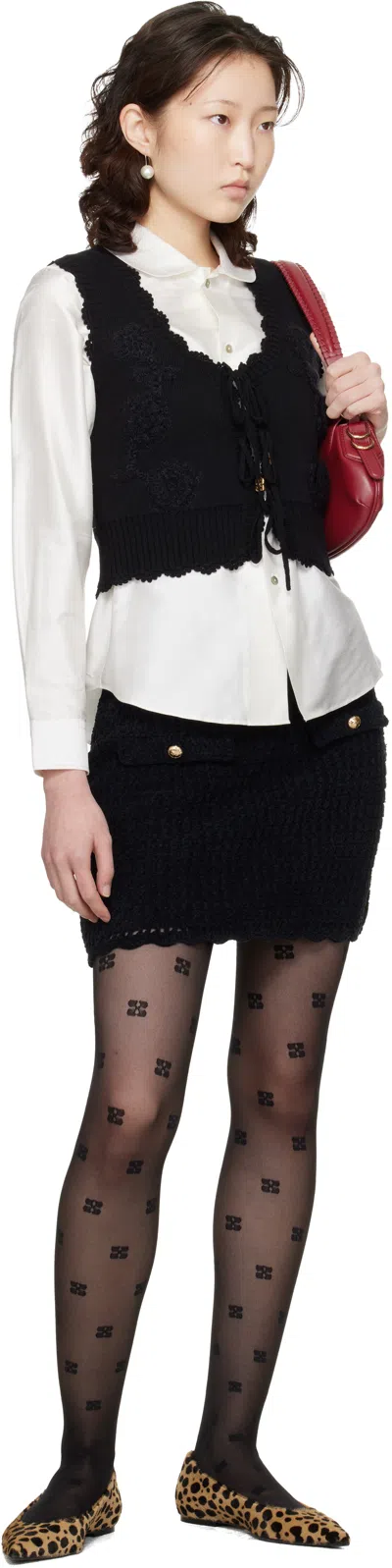 Ganni ブラック クロシェ ミニスカート In Black