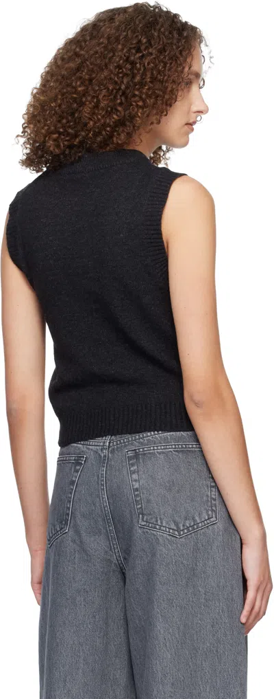 Ganni ブラック グラフィック ウール ベスト In Black