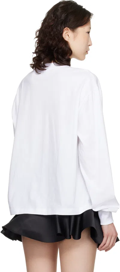 Ganni White Basic Cotton Jersey Long Sleeve T-shirt In White