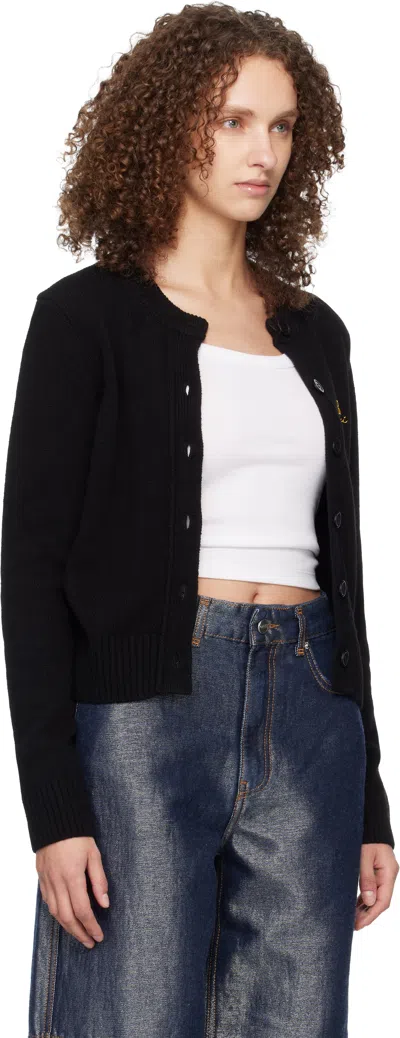 Ganni ブラック ウールミックス カーディガン In Black