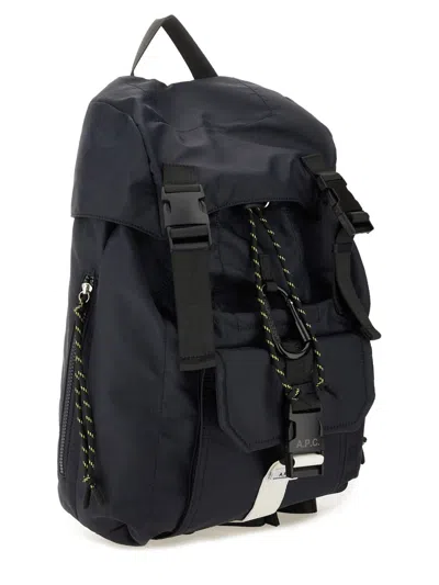 Apc A.p.c. Technical Nylon Backpack With Flap Closure In Blue