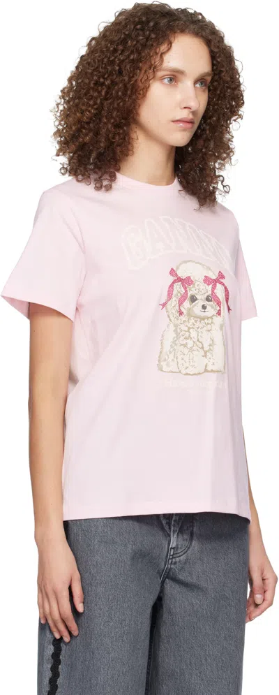 Ganni Graphic Print Crew Neck Short Sleeve Top In Multi