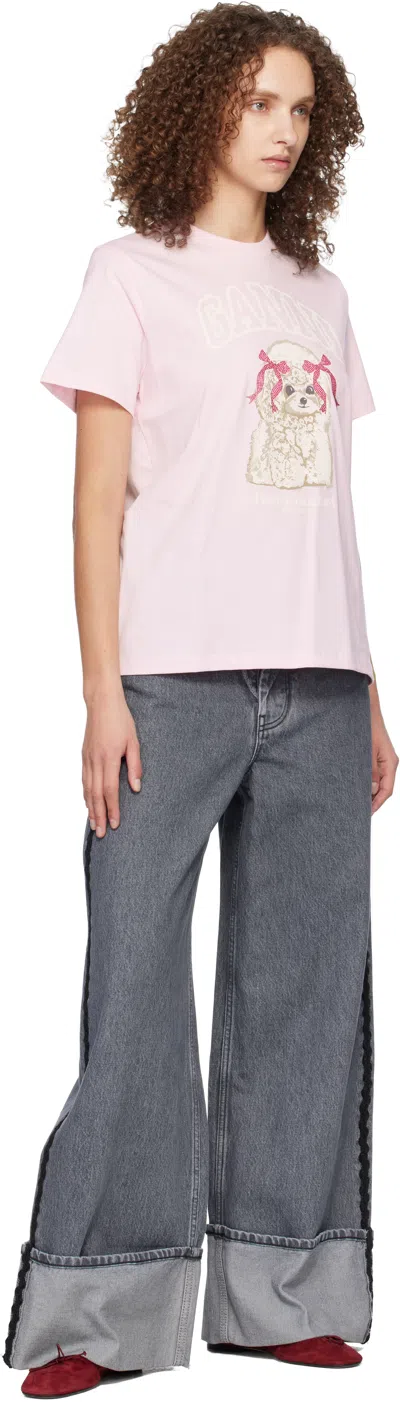 Ganni Graphic Print Crew Neck Short Sleeve Top In Multi