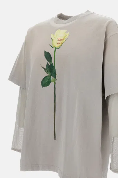 Acne Studios Women Cotton T-shirt With A Floral Print With A Contrasting Logo In Multi