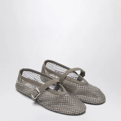 Alaïa Alaia Mesh Ballerina Flats With Rhinestones Women In Gray