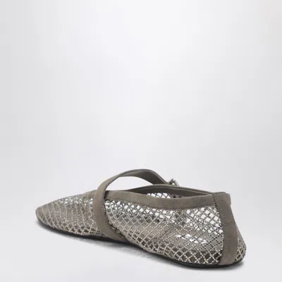 Alaïa Alaia Mesh Ballerina Flats With Rhinestones Women In Gray