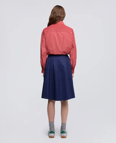 Aspesi Cotton Poplin Flared Skirt In Blue