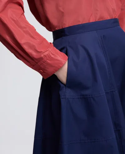 Aspesi Cotton Poplin Flared Skirt In Blue