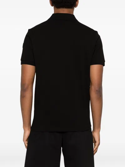 Moncler Polo T-shirt With Logo-patch In Black