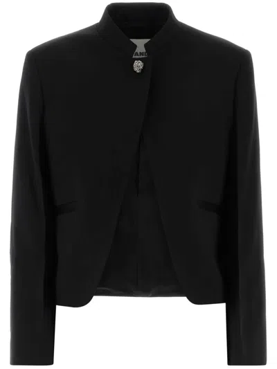 Jil Sander Wool Blazer Structured Silhouette Cropped Design In Black