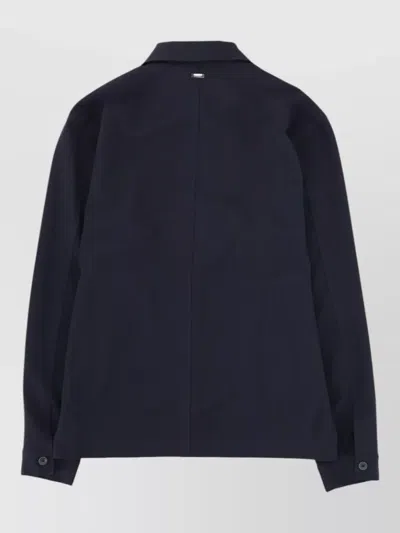 Herno Collared Jacket Long Sleeves Front Pockets In Blue