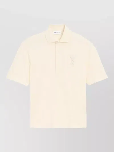 Ami Alexandre Mattiussi Ami Paris Classic Polo Shirt With Embroidered Applique In White