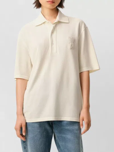 Ami Alexandre Mattiussi Ami Paris Classic Polo Shirt With Embroidered Applique In White