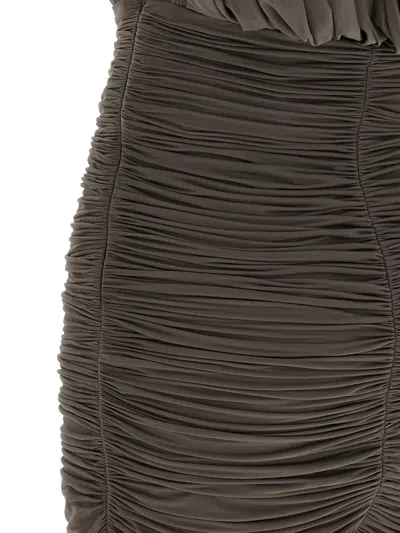 Magda Butrym Sculptural One-shoulder Mini Dress With Rose Petal Detail In Brown