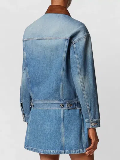 Versace Stone Wash Denim Blouson Jacket For Women In Blue