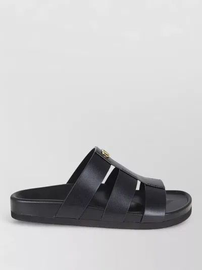 Valentino Studshield Calfskin Slides In Black