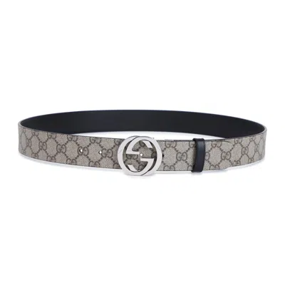 Gucci Interlocking G Reversible Belt In Gray