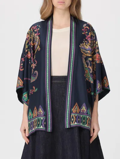 Etro Silk Twill Kesa With Placed Floral Paisley Print In Multi