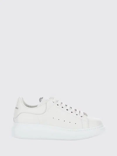 Alexander Mcqueen White Low Top Sneakers With Logo Lettering On Tongue And Heel In Leather Woman