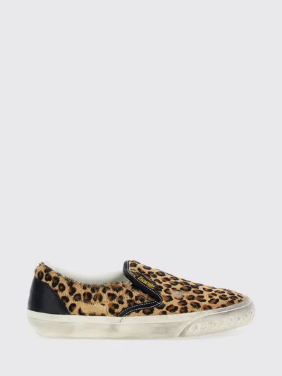 Golden Goose Brown Low Top Sneakers With Embossed Logo On The Heel And All-over Leopard Motif In Leather Woman